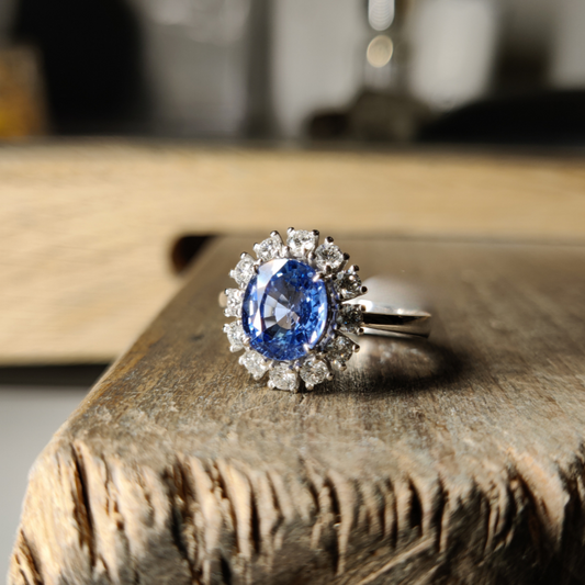 Bague marguerite - Saphir Cornflower 2.47 carats