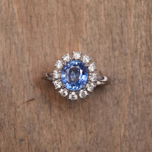 Bague marguerite - Saphir Cornflower 2.47 carats