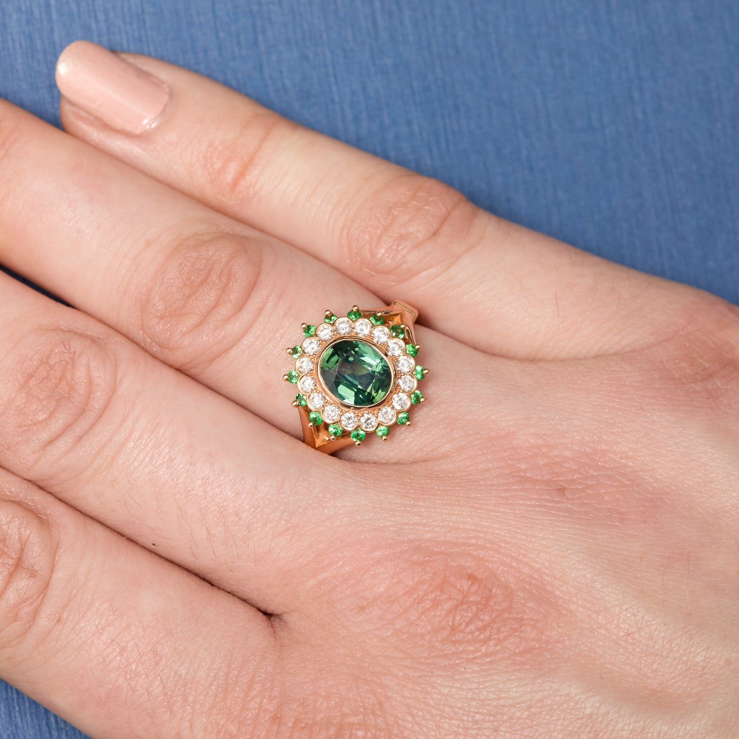 Bague Colombo Art Déco - Saphir Teal 1.63 carats