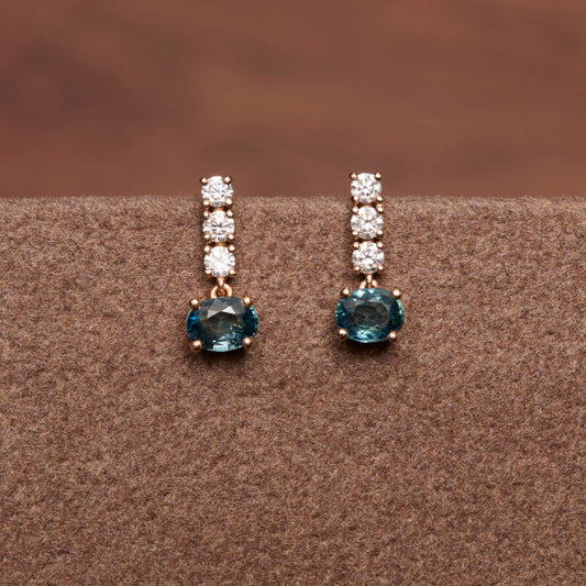 Boucle d'oreille - Saphir Teal 0.80 carats