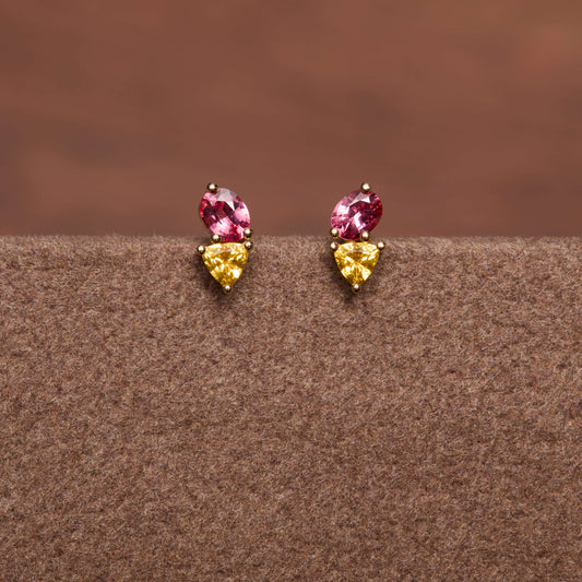 Boucles d'oreilles - Spinelle Mahenge & Saphirs Jaunes 0.67 carats