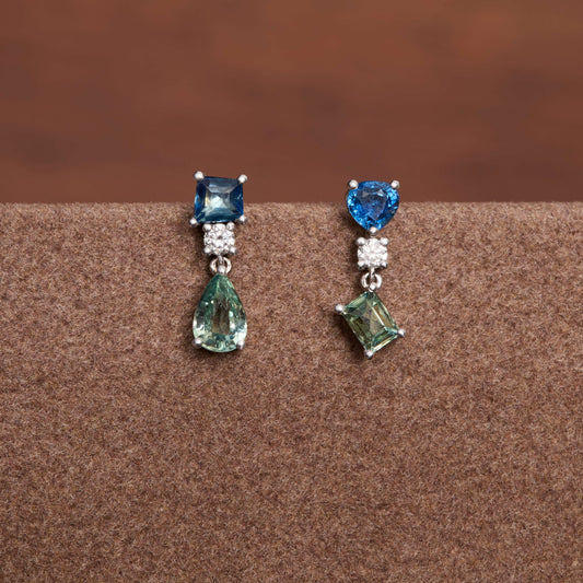 Boucles d'oreilles - Saphirs Teal 0.80