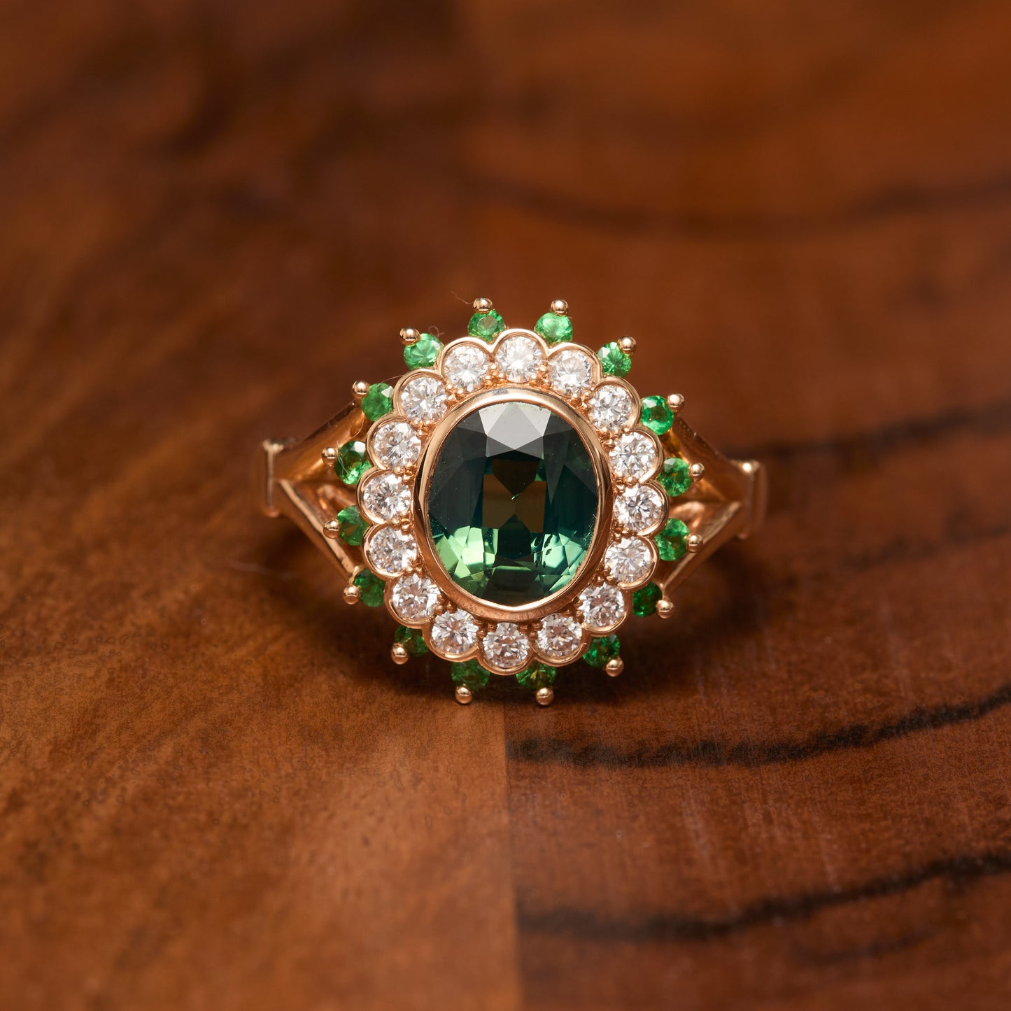 Bague Colombo Art Déco - Saphir Teal 1.63 carats