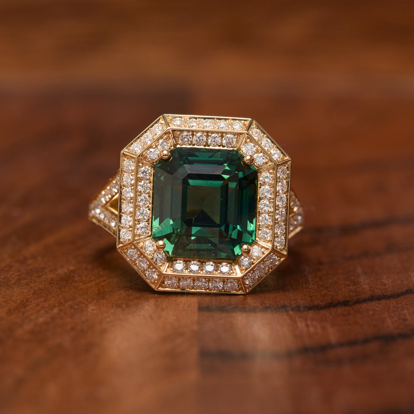 Bague Jaffna Art Déco - Saphir Teal 6.05 carats