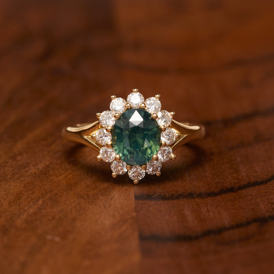 Bague Marguerite – Saphir Teal 2.23 carats