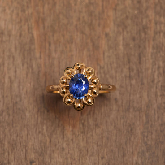 Bague Pompadour  - Saphir Vivid Blue 1.15  carats